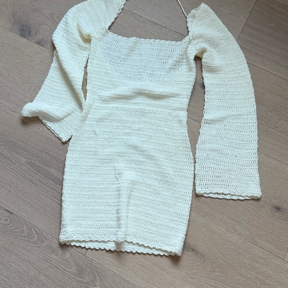 Boston White Crochet Mini Dress XS Beginning Boutique - Picture 5 of 5